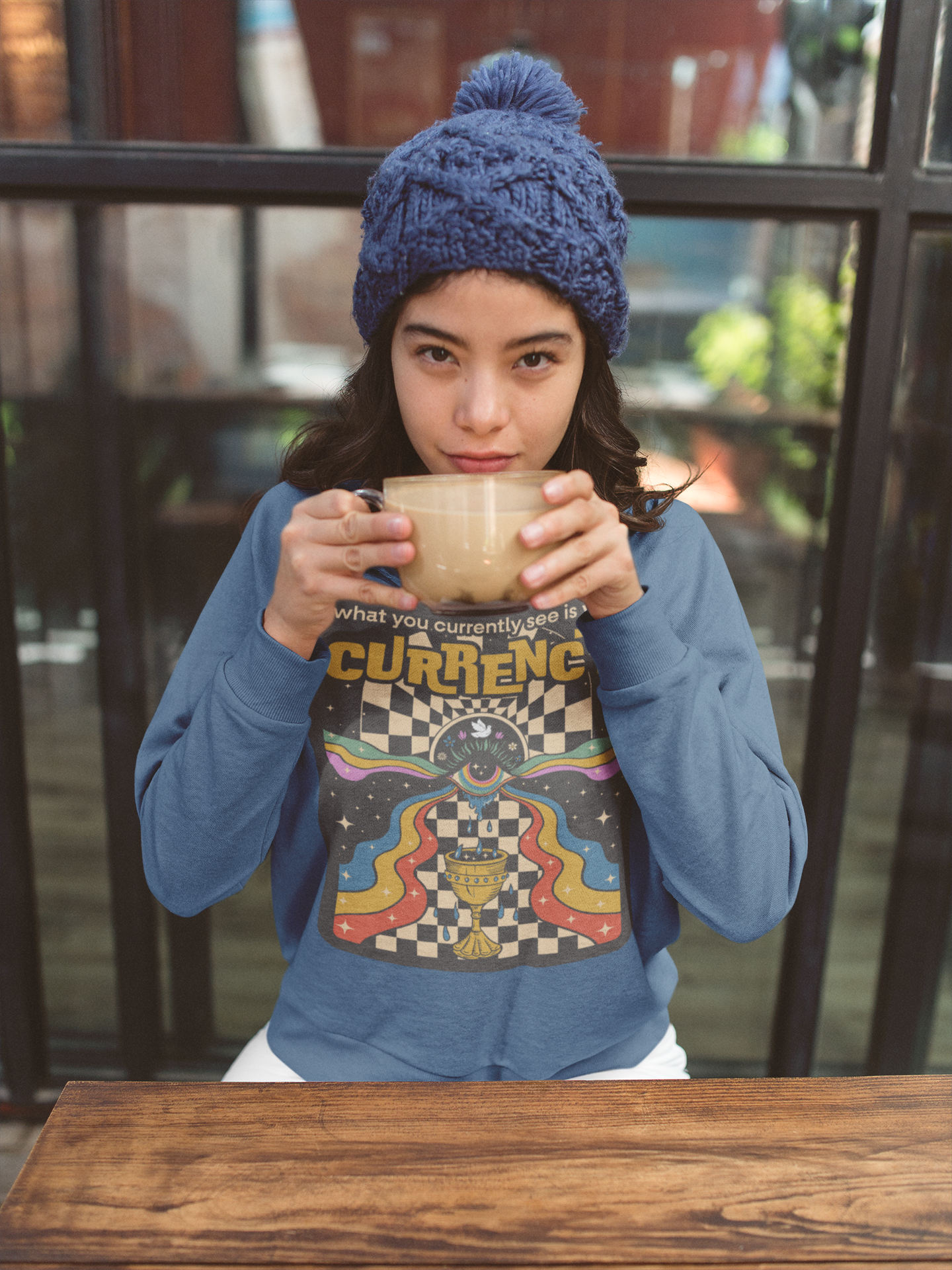 What You Currently See Is Your Currency - Groovy Retro Unisex Sweatshirt