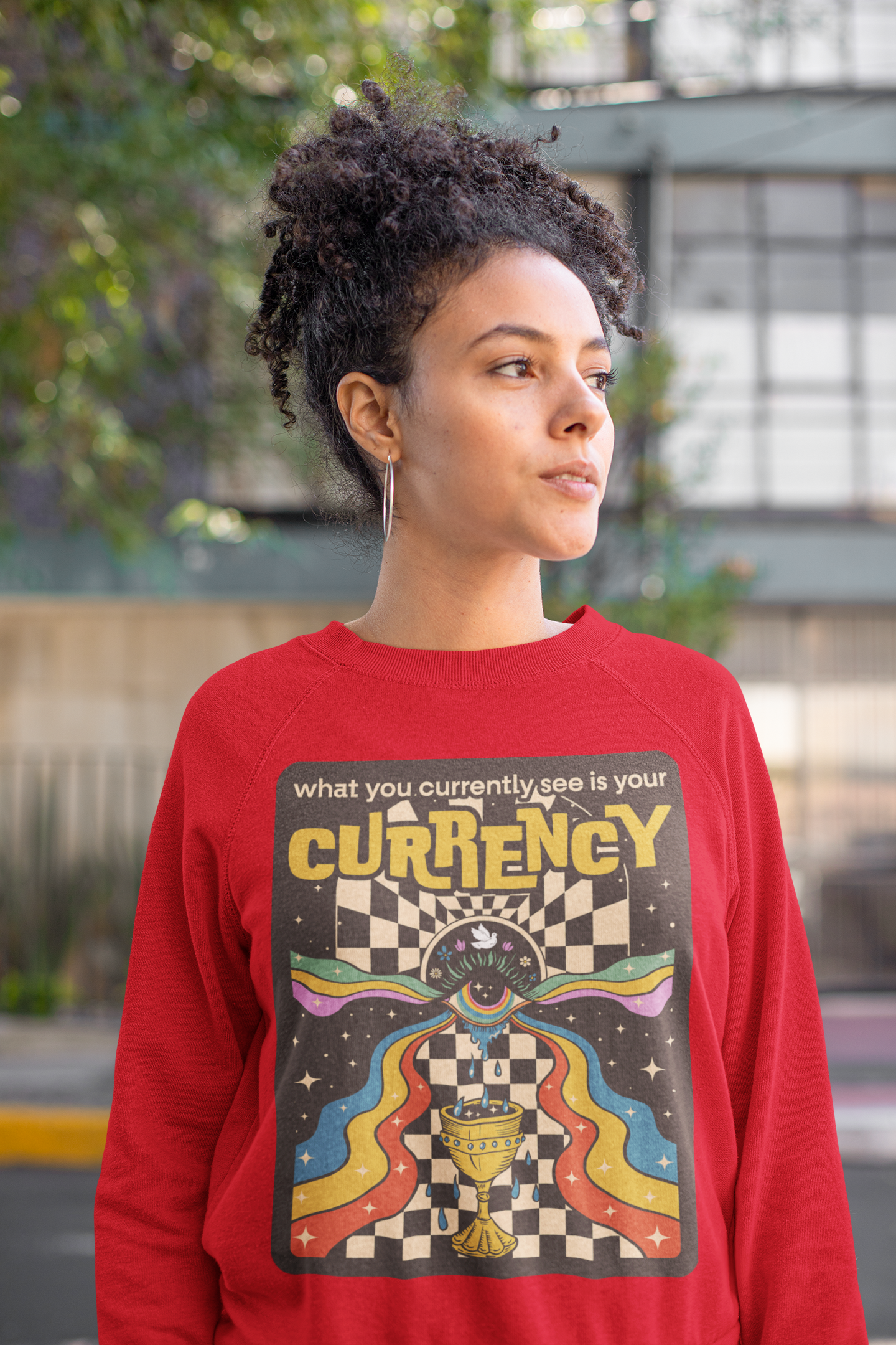 What You Currently See Is Your Currency - Groovy Retro Unisex Sweatshirt