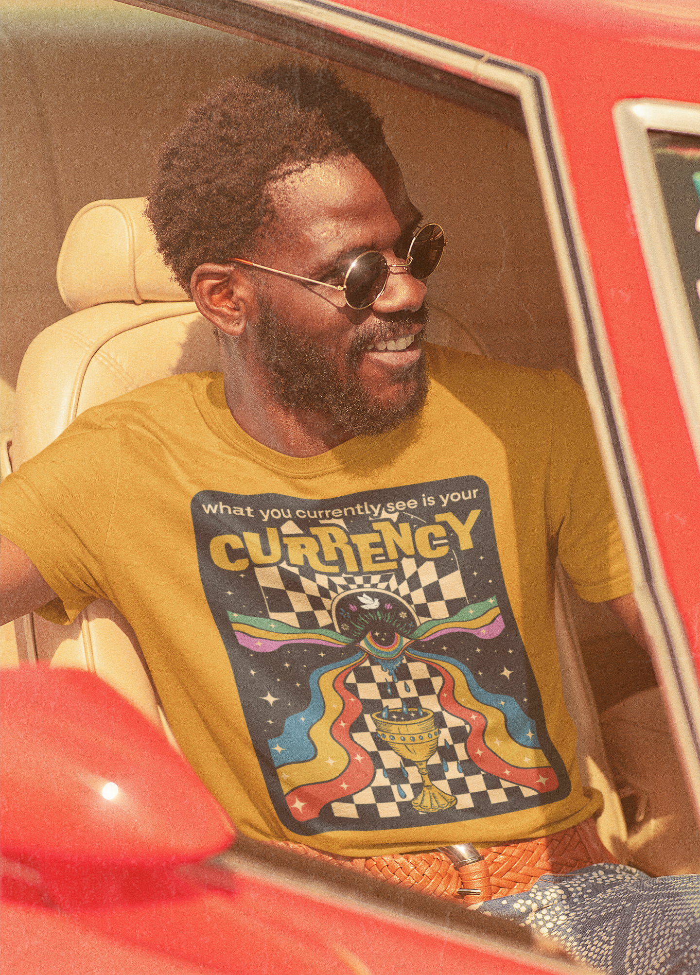 What You Currently See Is Your Currency - Groovy Retro Unisex T-Shirt