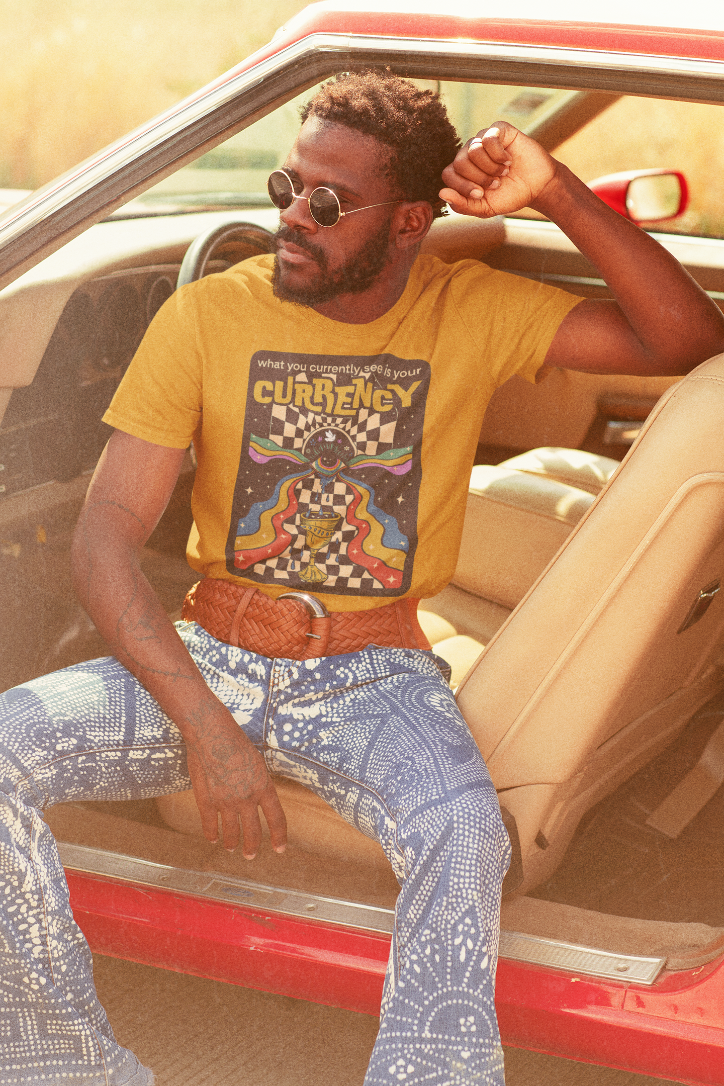 What You Currently See Is Your Currency - Groovy Retro Unisex T-Shirt