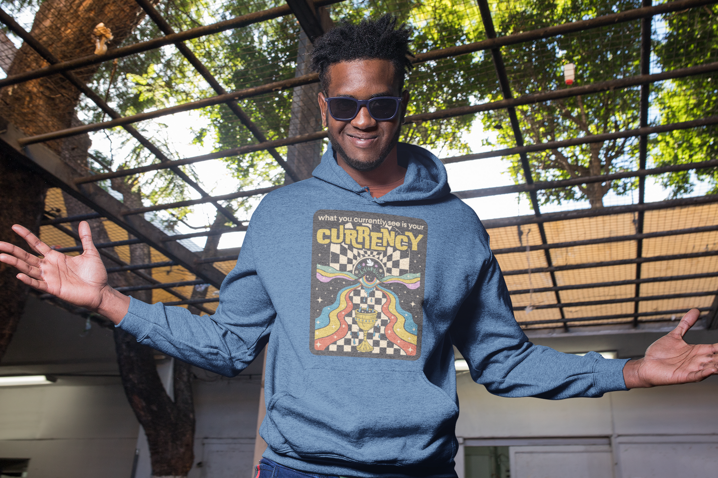 What You Currently See Is Your Currency - Groovy Retro Unisex Hoodie