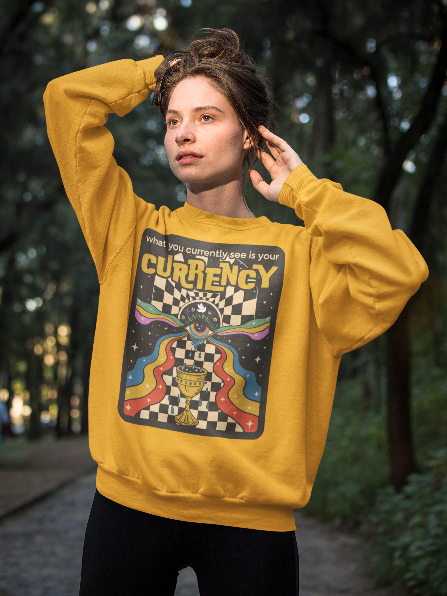 What You Currently See Is Your Currency - Groovy Retro Unisex Sweatshirt