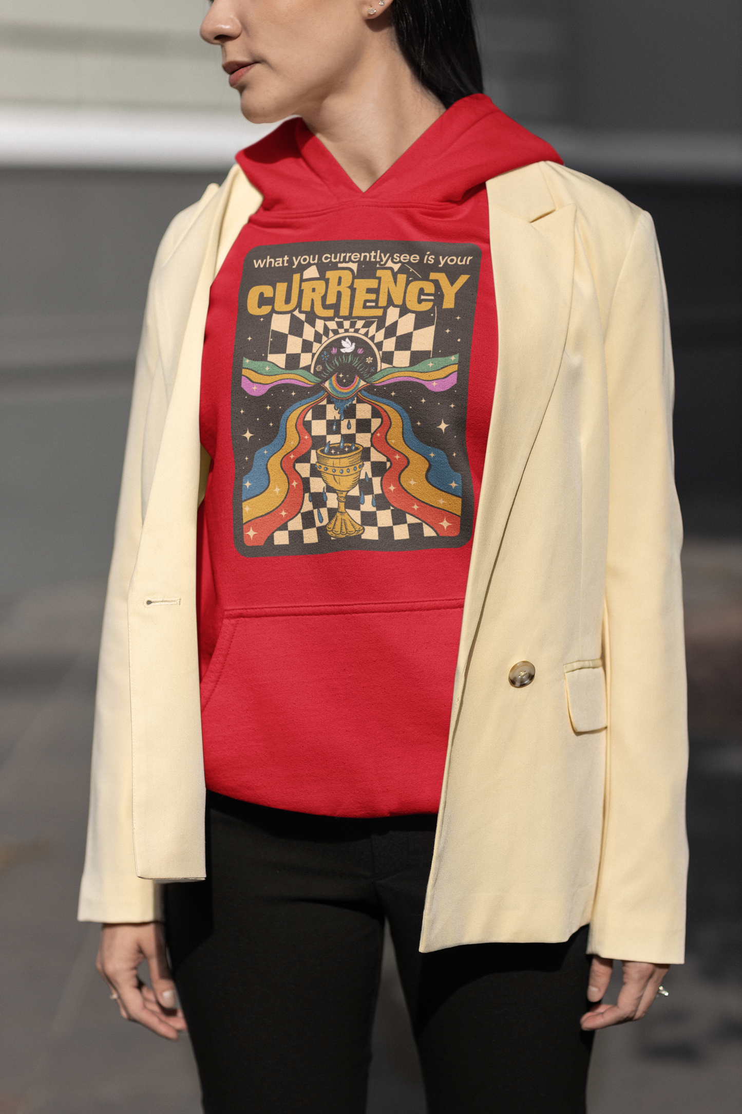 What You Currently See Is Your Currency - Groovy Retro Unisex Hoodie