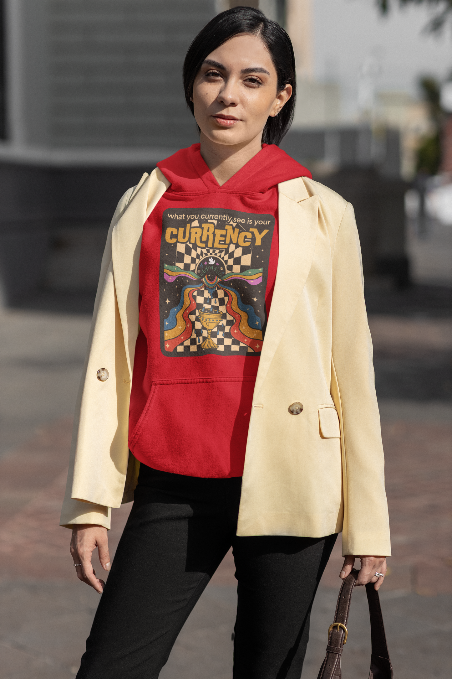 What You Currently See Is Your Currency - Groovy Retro Unisex Hoodie