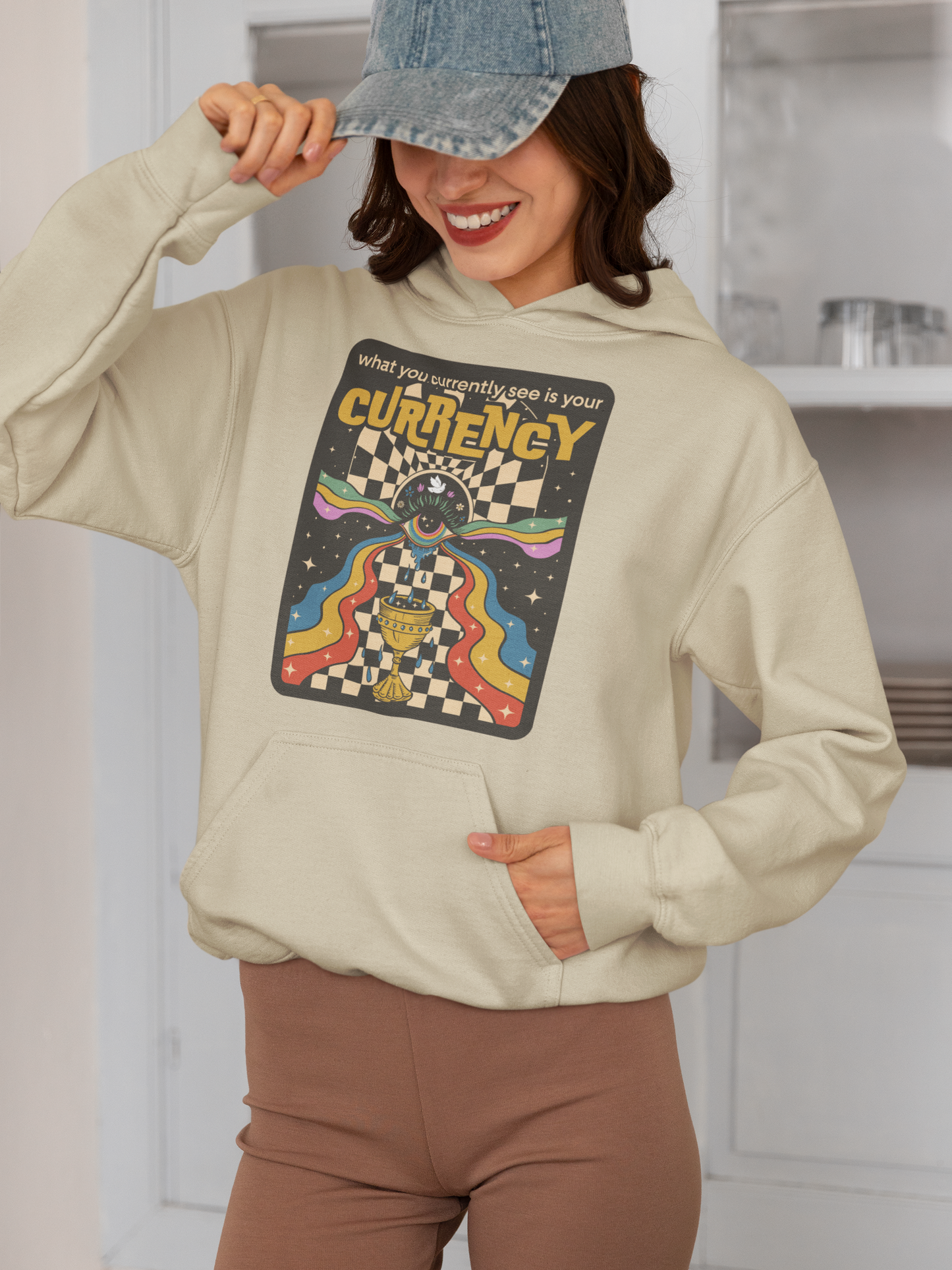 What You Currently See Is Your Currency - Groovy Retro Unisex Hoodie
