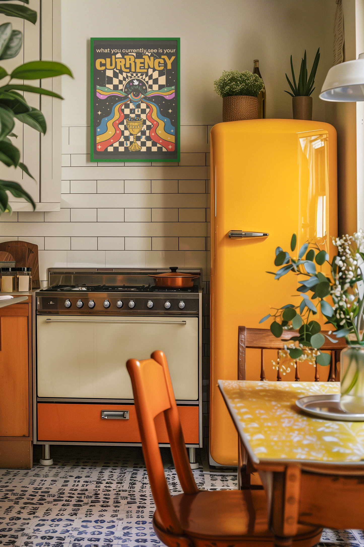 What You Currently See is Your Currency - Groovy Retro Poster