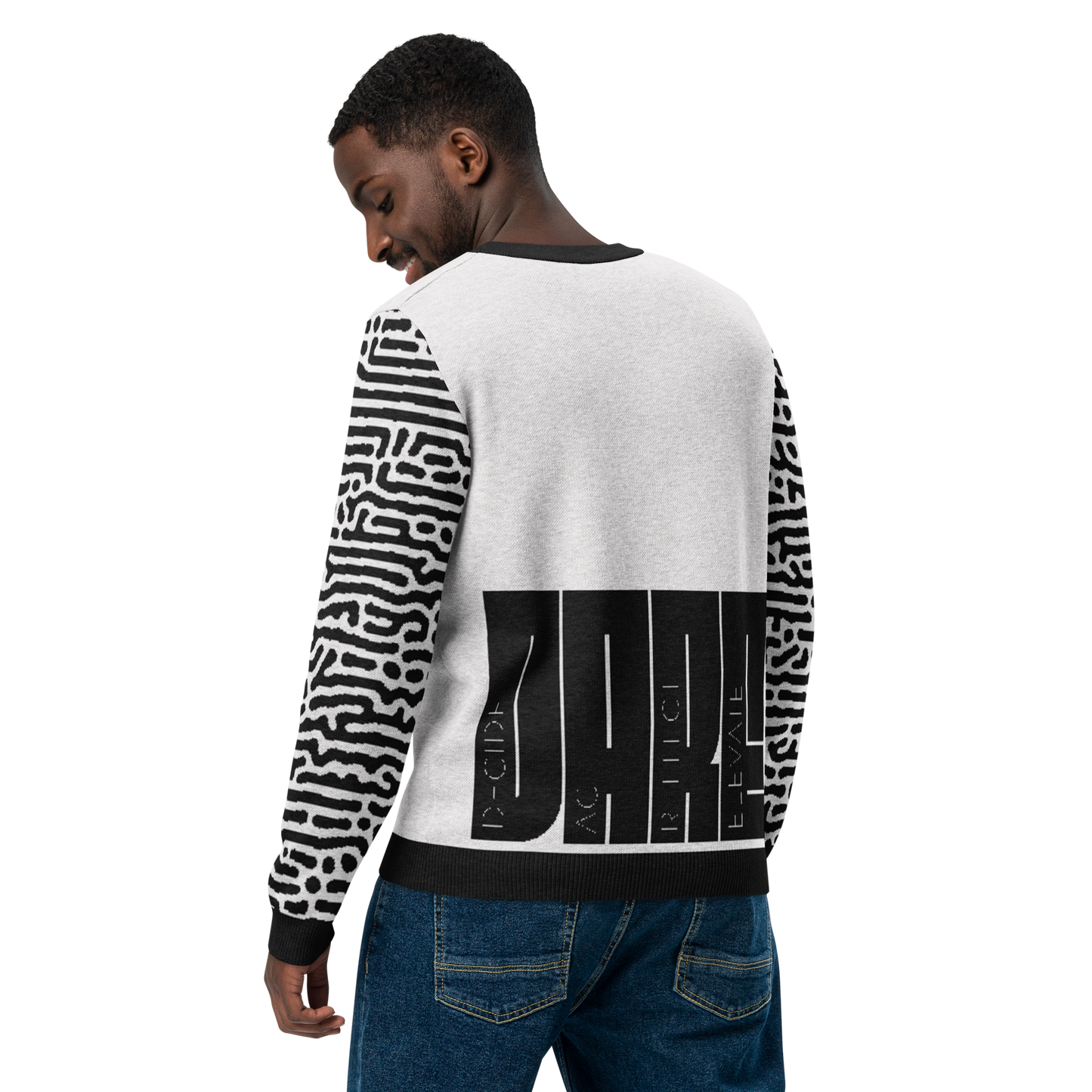 DARE Decide Act Reflect Elevate Knitted Crewneck Sweater