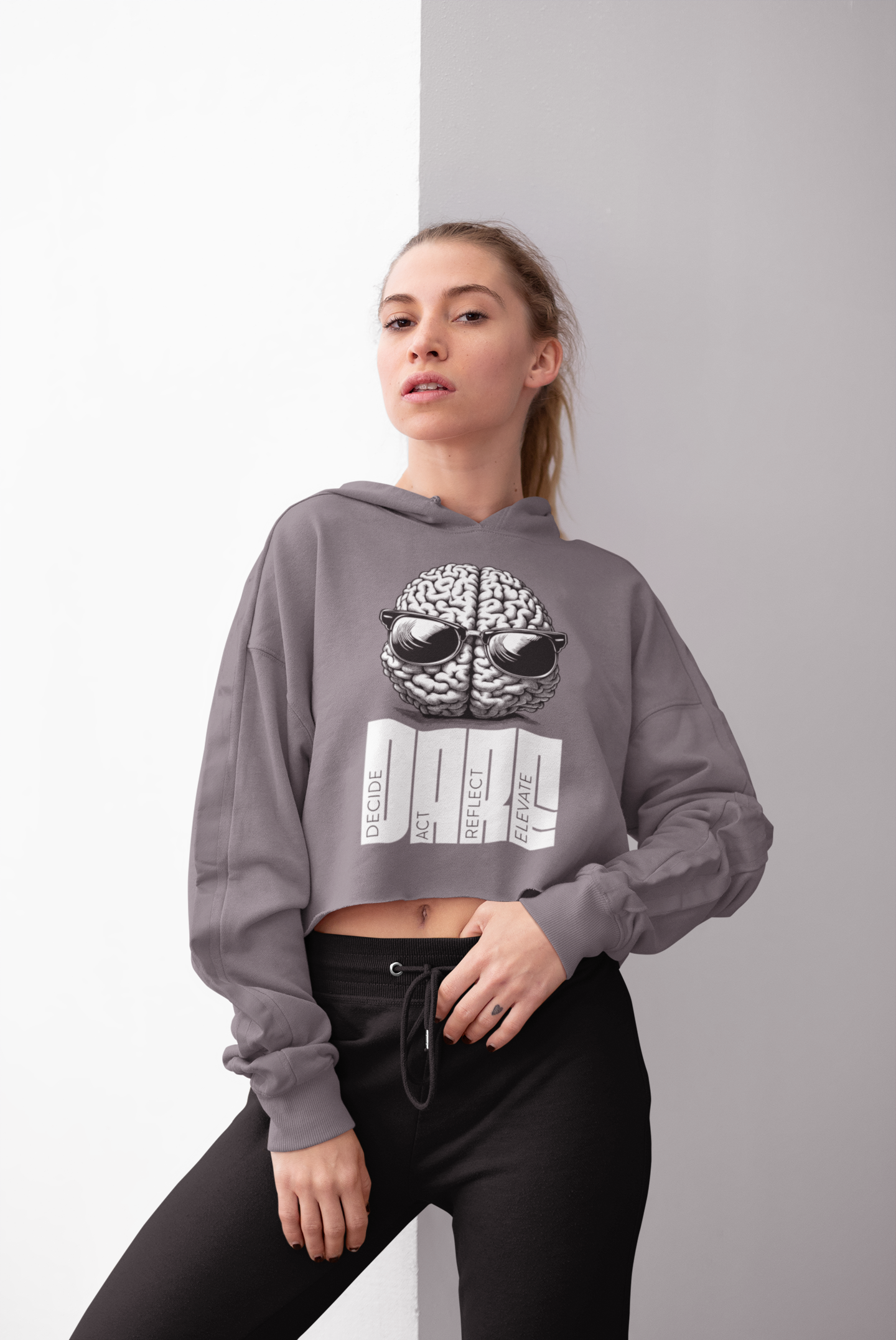 DARE Decide Act Reflect Elevate Women's Crop Hoodie